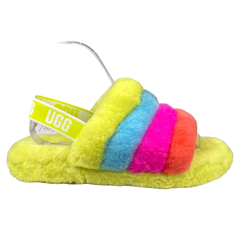 UGG Kids Fluff Yeah Yellow Multicolor Slingback Slide Size US 5